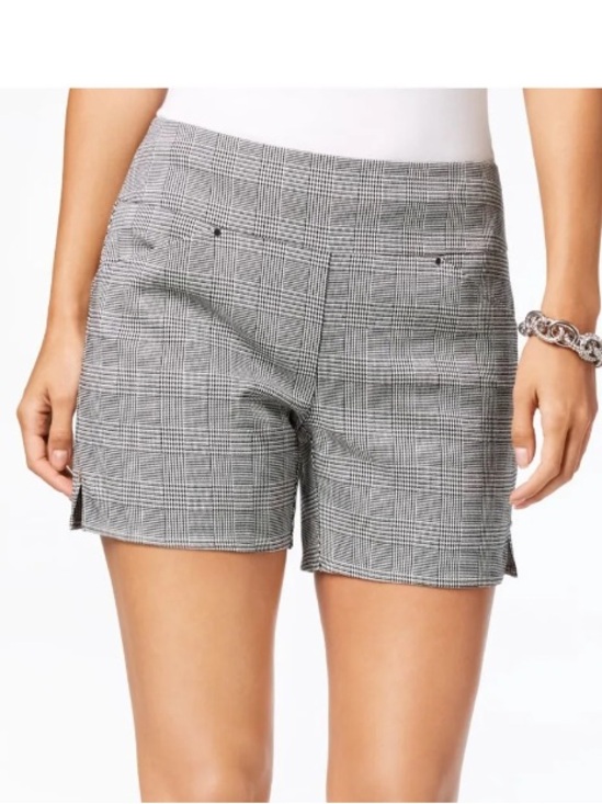 INC International Concepts Pants - INC Plaid Stretch Women’s Shorts - Black & White
